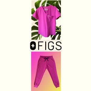 FIGS Catarina one pocket top + Zamora Jogger pants, Electric orchid pink, Medium